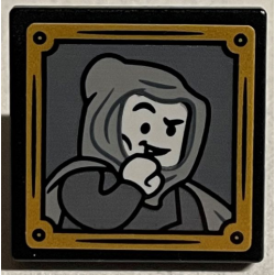 Road Sign 2 x 2 Square with Open O Clip with Gilderoy Lockhart with Hooded Cloak and Gold Frame Pattern (Sticker) - Set 76389