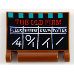 Minifigure, Utensil Book Cover with Red 'THE OLD FIRM', Tri-Wizard Score Card on Black Background Pattern Minifigure, Utensil Book Cover with Red 'THE OLD FIRM', Tri-Wizard Score Card on Black Background Pattern
