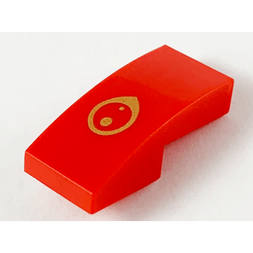 Деталь LEGO 11477pb105 Slope, Curved 2 x 1 x 2/3 with Gold Eye Pattern