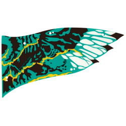 Plastic Part for Set 75572 - Wing Banshee Ikran Right with Dark Turquoise and Dark Brown Skin and Yellow Veins Pattern