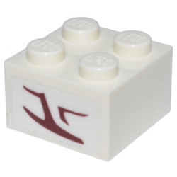 Brick 2 x 2 with Dark Red Alien Character Pattern on Both Sides (Stickers) - Set 8088