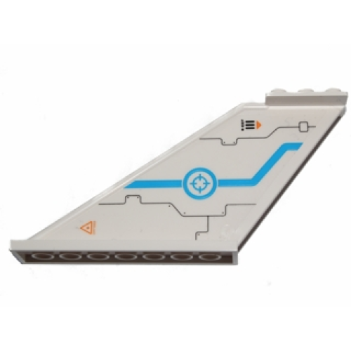 Деталь LEGO 87614pb006L Tail 12 x 2 x 5 with Dark Azure Stripe and Target Pattern Model Left (Sticker) - Set 70701