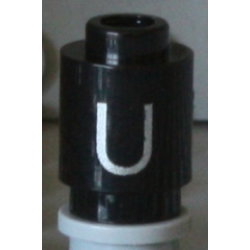Brick, Round 1 x 1 with Silver Capital Letter U Pattern Brick, Round 1 x 1 with Silver Capital Letter U Pattern