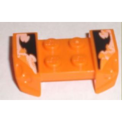 Vehicle, Mudguard 2 x 4 with Headlights Overhang with Orange and Black Decorative Pattern on Both Sides (Stickers) - Set 8211