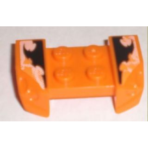 Деталь LEGO 44674pb12 Vehicle, Mudguard 2 x 4 with Headlights Overhang with Orange and Black Decorative Pattern on Both Sides (Stickers) - Set 8211
