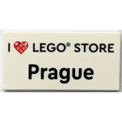 Tile 2 x 4 with 'I Heart LEGO STORE Prague' Pattern