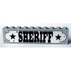 Stickered Assembly 10 x 1 x 2 with 'SHERIFF' Sign Pattern (Sticker) - Sets 6755 / 6764 - 2 Brick 1 x 10