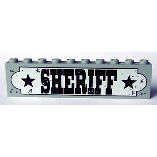 Деталь LEGO BA010pb01 Stickered Assembly 10 x 1 x 2 with 'SHERIFF' Sign Pattern (Sticker) - Sets 6755 / 6764 - 2 Brick 1 x 10