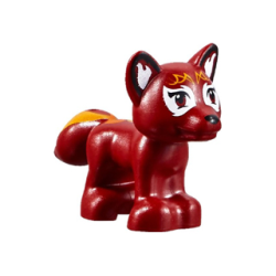 Fox, Friends Style with Black Nose, White Around Eyes, Bright Light Orange Face Decorations and Flames on Tail Pattern (Elves Flamy)
