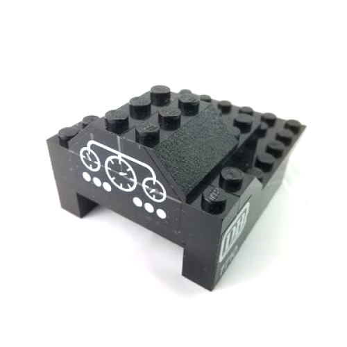 Деталь LEGO BA264pb01 Stickered Assembly 8 x 6 x 3 1/3 with White Control Panel with Gauges and Buttons and 'DB 7710' Pattern on Both Sides (Stickers) - Set 7710