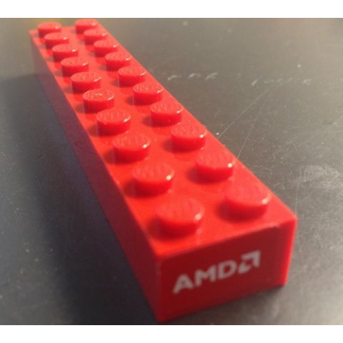 Деталь LEGO 3006pb009 Brick 2 x 10 with White 'AMD' Logo Pattern on End (Sticker) - Set 8654