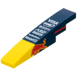 Slope, Curved 6 x 1 with White 'VISA', 'CDW', 'zoom', 'ARCTIC WOLF', 'PIRELLI', 'Infinitum' and 'Mobil' Logos on Dark Blue Background, Red Bull and Stripe on Both Sides Pattern Slope, Curved 6 x 1 with White 'VISA', 'CDW', 'zoom', 'ARCTIC WOLF', 'PIRELLI', 'Infinitum' and 'Mobil' Logos on Dark Blue Background, Red Bull and Stripe on Both Sides Pattern