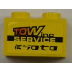 Brick 1 x 2 with 'TOW inc' and 'SERVICE' and 'KYOTO' Pattern (Sticker) - Set 8186