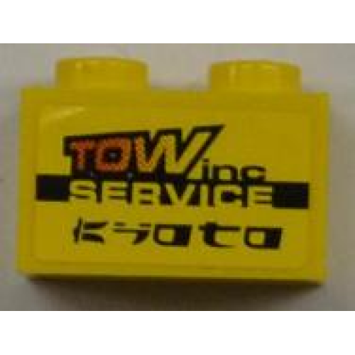 Деталь LEGO 3004pb106 Brick 1 x 2 with 'TOW inc' and 'SERVICE' and 'KYOTO' Pattern (Sticker) - Set 8186