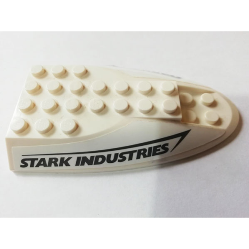 Деталь LEGO 87615pb08 Aircraft Fuselage Aft Section Curved Top 6 x 10 with Black 'STARK INDUSTRIES' Logo Pattern on Both Sides (Stickers) - Set 76130