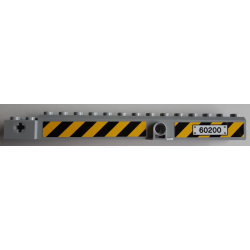 Crane Arm Outside, Wide with Pin Hole at Mid-Point with Black '60200' and Black and Yellow Danger Stripes Pattern on Both Sides (Stickers) - Set 60200 Crane Arm Outside, Wide with Pin Hole at Mid-Point with Black '60200' and Black and Yellow Danger Stripes Pattern on Both Sides (Stickers) - Set 60200