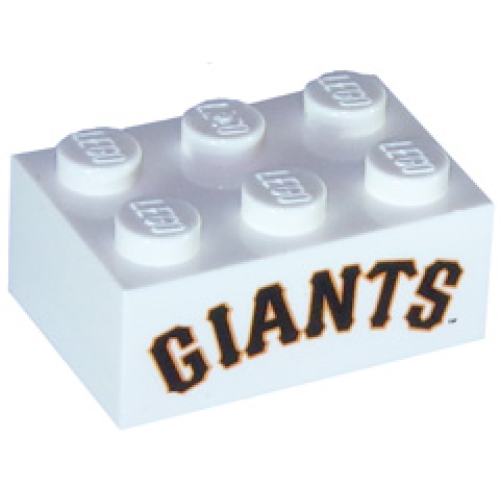 Деталь LEGO 3002pb32 Brick 2 x 3 with Black 'GIANTS' with Orange Outline Pattern
