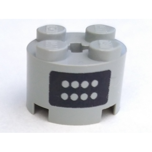 Деталь LEGO 3941p01 Brick, Round 2 x 2 with Axle Hole with Buttons on Black Panel Pattern on Both Sides