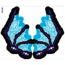 Plastic Wings with Dark Purple Bony Spines and Light Aqua Electric Veins Pattern, Sheet of 2