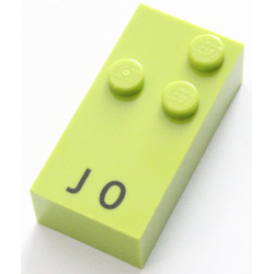 Brick, Braille 2 x 4 with 3 Studs with Black Capital Letter J / Number 0 Pattern (dots-245 ⠚)