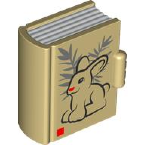 Деталь LEGO 100954pb01 Duplo Utensil Book with Molded White Pages and Printed Black Bunny / Rabbit Outline with Red Nose and Dark Bluish Gray Leaves Pattern