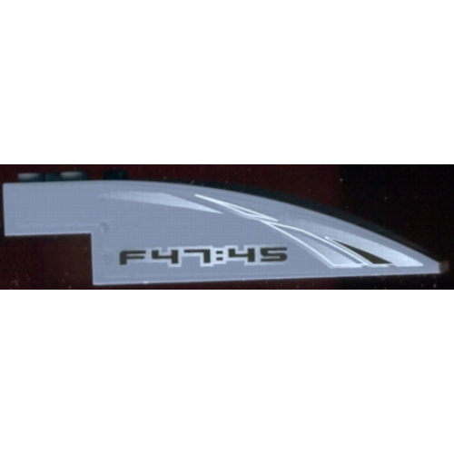 Деталь LEGO 47843pb02 Windscreen 10 x 4 x 2 Curved with Bubble Cutout with 'F47:45' Pattern on Both Sides (Stickers) - Set 4745