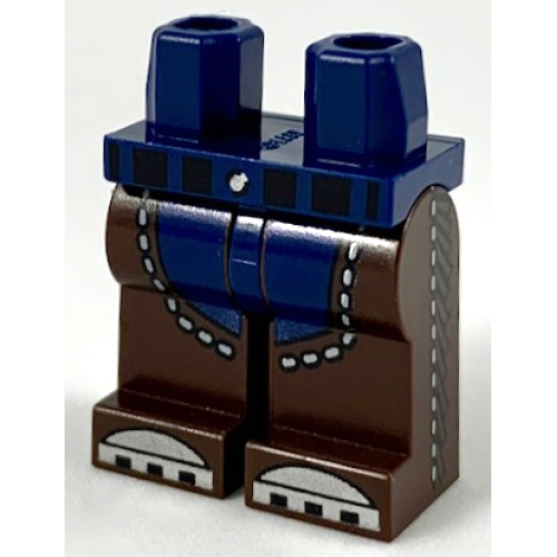 Деталь LEGO 970c120pb10 Hips and Dark Brown Legs, Chaps over Dark Blue Pants, Silver Toes Pattern