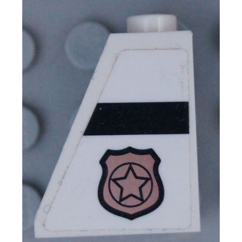 Деталь LEGO 60481pb013L Slope 65 2 x 1 x 2 with Police Badge with Star Logo and Black Stripe Pattern Model Left Side (Sticker) - Set 60131