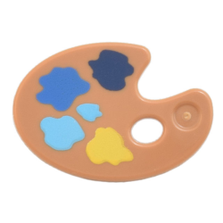 Minifigure, Utensil Paint Palette with Yellow, Medium Azure, Blue, and Dark Blue Paint Splotches Pattern