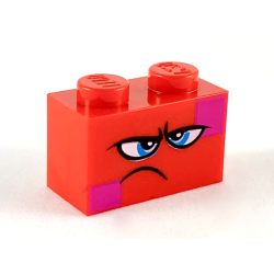Brick 1 x 2 with Dark Azure Eyes, Furrowed Eyebrows, Frown and Magenta Squares on Two Corners Pattern (Queen Watevra Wa'Nabi Face) Brick 1 x 2 with Dark Azure Eyes, Furrowed Eyebrows, Frown and Magenta Squares on Two Corners Pattern (Queen Watevra Wa'Nabi Face)