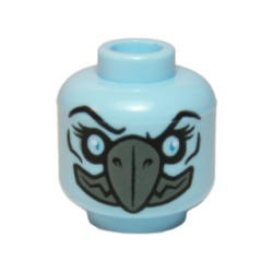 Minifigure, Head Alien Chima Vulture with Dark Bluish Gray Beak and Bright Light Blue Eyes Pattern