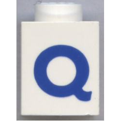 Brick 1 x 1 with Blue Capital Letter Q Pattern (Bold Font) Brick 1 x 1 with Blue Capital Letter Q Pattern (Bold Font)
