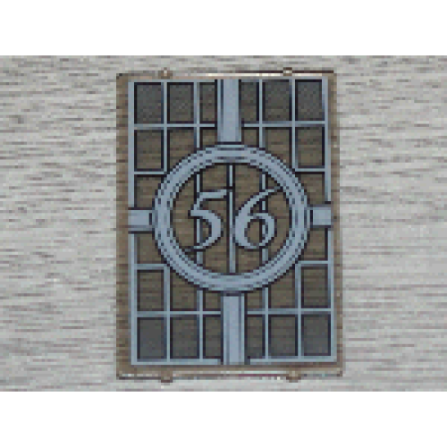 Деталь LEGO 2494pb11 Glass for Window 1 x 4 x 5 with Bars and Number 56 in Circle Pattern (Sticker) - Set 4856