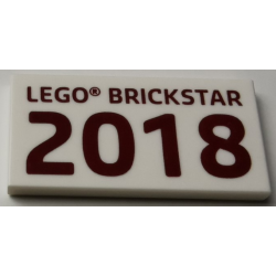Tile 2 x 4 with 'LEGO BRICKSTAR 2018' Pattern