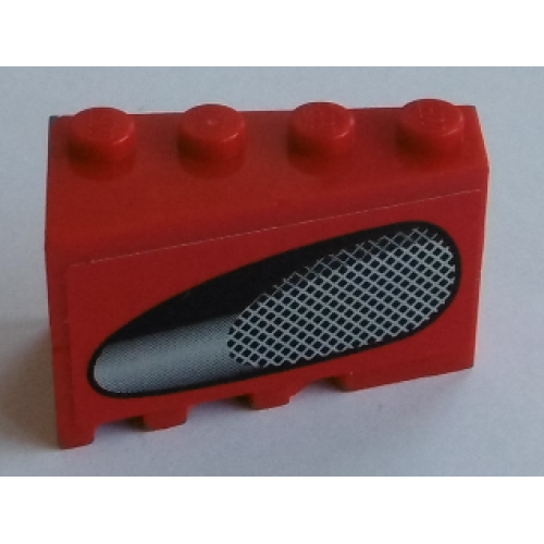 Деталь LEGO BA053pb01L Stickered Assembly 4 x 2 x 2 with Air Intake Grille, Wide Reflection Pattern Model Left Side (Sticker) - Set 8143 - 2 Wedge 4 x 2 Right