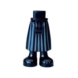Mini Doll Hips and Skirt Long with Molded Black Legs and Printed Dark Bluish Gray Laces and Stripes Pattern - Thick Hinge Mini Doll Hips and Skirt Long with Molded Black Legs and Printed Dark Bluish Gray Laces and Stripes Pattern - Thick Hinge