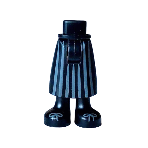Деталь LEGO 59595c00pb27 Mini Doll Hips and Skirt Long with Molded Black Legs and Printed Dark Bluish Gray Laces and Stripes Pattern - Thick Hinge