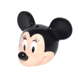 Minifigure, Head, Modified Mouse with Molded Black Top and Ears and Printed Nose, White Eyes Looking Straight with Eyelashes Pattern (Minnie)
