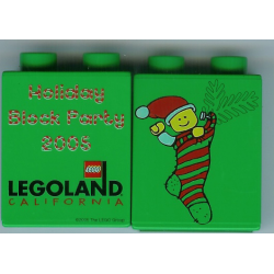 Duplo, Brick 1 x 2 x 2 with Holiday Block Party 2005 Pattern