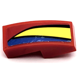 Slope, Curved 2 x 1 x 2/3 with Blue and Yellow Curved Stripes with Black Lines Pattern Model Left Side (Sticker) - Set 75889 Slope, Curved 2 x 1 x 2/3 with Blue and Yellow Curved Stripes with Black Lines Pattern Model Left Side (Sticker) - Set 75889
