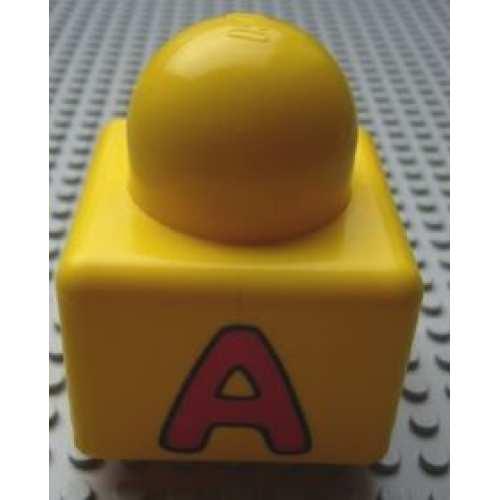Деталь LEGO 31000pb32 Primo Brick 1 x 1 with Capital Letter A and Horse Head Pattern on Opposite Sides