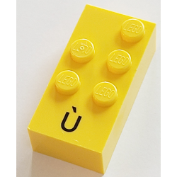 Brick, Braille 2 x 4 with 5 Studs with Black Capital Letter U with Grave (Ù) Pattern (dots-23456 ⠾) (French with Antoine Numbers)