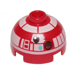 Brick, Round 2 x 2 Dome Top with White Pattern (R3-T2)