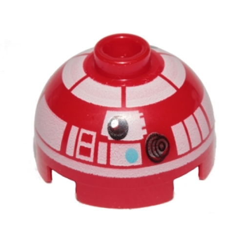 Деталь LEGO 553pb029 Brick, Round 2 x 2 Dome Top with White Pattern (R3-T2)