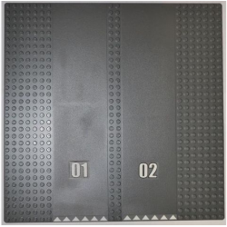Baseplate, Road 32 x 32 7-Stud Straight with Double Driveway with '01' and '02' and White Triangles Pattern (Stickers) - Set 7498 Baseplate, Road 32 x 32 7-Stud Straight with Double Driveway with '01' and '02' and White Triangles Pattern (Stickers) - Set 7498
