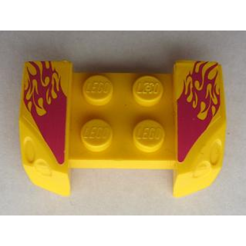 Деталь LEGO 44674pb14 Vehicle, Mudguard 2 x 4 with Headlights Overhang with Light Purple Flames Pattern on Both Sides (Stickers) - Set 8666