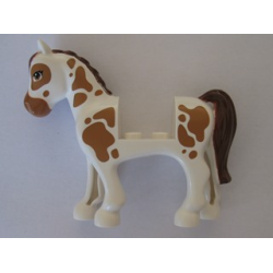 Horse, Friends Style with 2 x 2 Cutout with Medium Nougat Eyes and Spots, Reddish Brown Mane and Tail Pattern