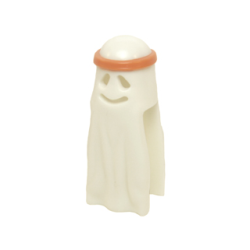 Minifigure, Headgear Head Cover, Ghost Shroud with Smile and Headband Medium Nougat Pattern Minifigure, Headgear Head Cover, Ghost Shroud with Smile and Headband Medium Nougat Pattern