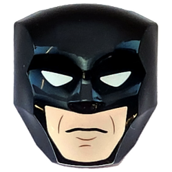 Large Figure Face with Brow and Nose Detail, 2 x 2 Round Brick Attachment with White Eyes and Light Nougat Lower Face with Cheek Lines and 2 Chin Lines Pattern (Batman) Large Figure Face with Brow and Nose Detail, 2 x 2 Round Brick Attachment with White Eyes and Light Nougat Lower Face with Cheek Lines and 2 Chin Lines Pattern (Batman)
