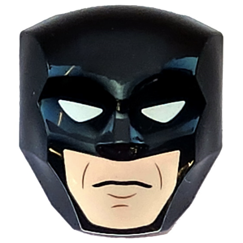 Деталь LEGO 3524pb01 Large Figure Face with Brow and Nose Detail, 2 x 2 Round Brick Attachment with White Eyes and Light Nougat Lower Face with Cheek Lines and 2 Chin Lines Pattern (Batman)